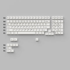 Cherry Profile Double-Shot PBT Full Set Keycaps - Black on White - Bow