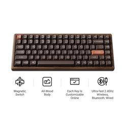 Keychron K2 HE Wireless Magnetic Switch Custom Keyboard - All-Wood Special Edition
